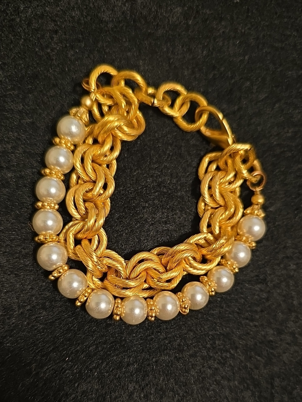 Gold Pearl Chain Bracelet - Women Jewelry